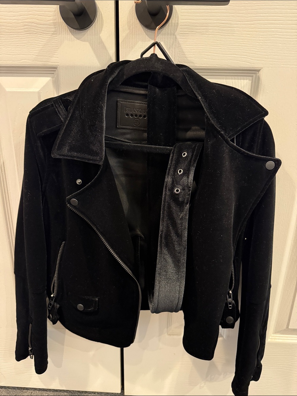 Blank NYC Black Velvet Moto-Style Jacket